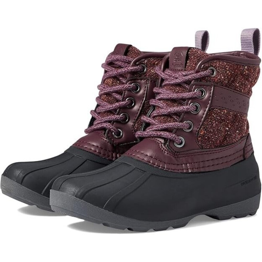 Kamik Sierra Mid Kids US 2 Burgundy Black Round Toe Lace Up Duck Boots JOBB2056